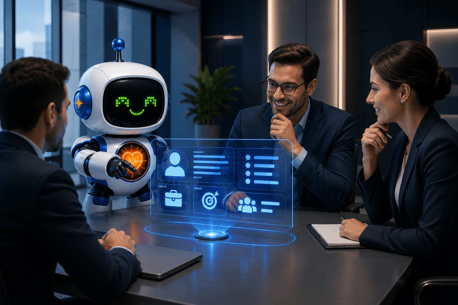 Theco recibiendo una solicitud holográfica